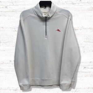 Tommy Bahama Men’s Cream 1/4 Zip Long Sleeve Pullover Size Large